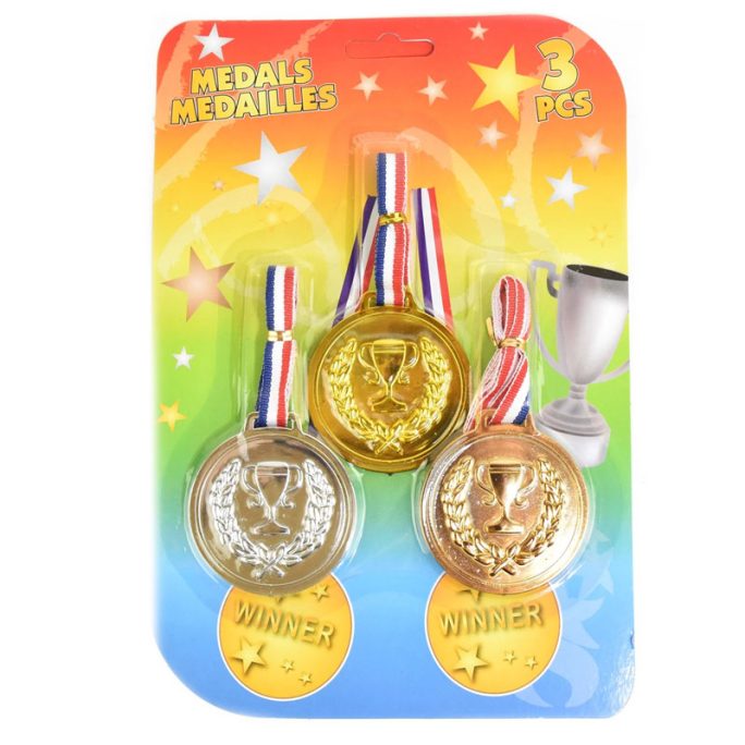 Leksaksmedaljer med guldmedalj, silvermedalj och bronsmedalj. Köp billiga medaljer barn på Lilla Filur online.