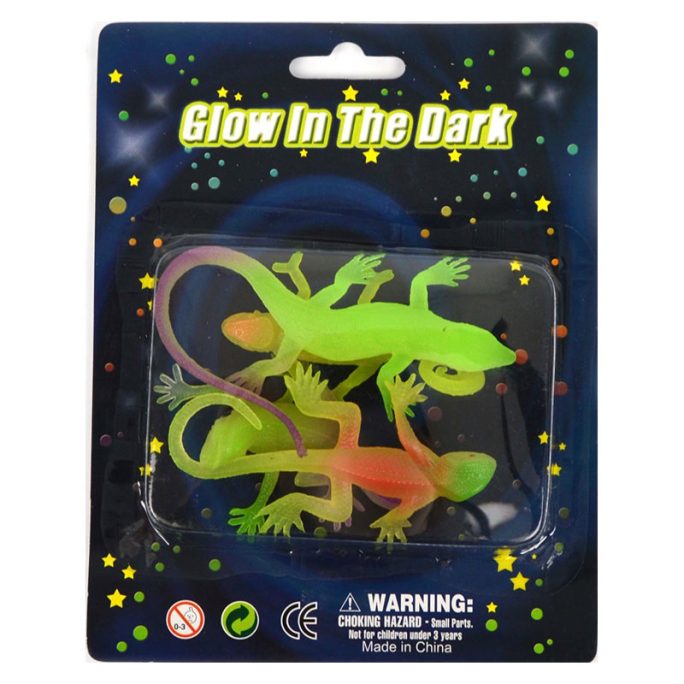 Glow in the dark ödlor 4-pack. Självlysande reptiler. Köp glow in the dark stjärnor och figurer på Lilla Filur.