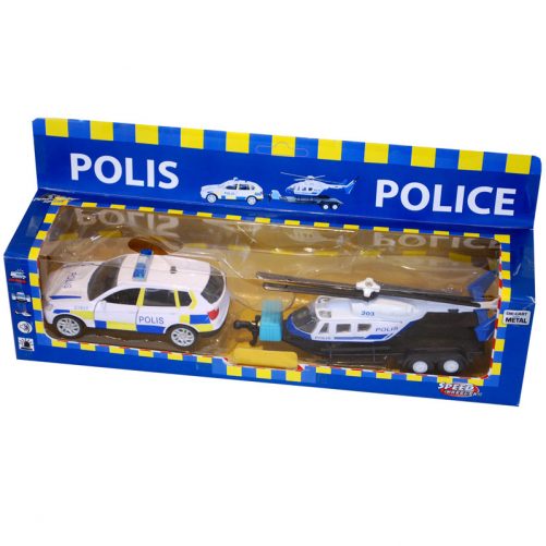 Leksak polisbil och polishelikopter. LillaFilur.se