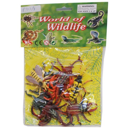 Leksakdjur insekter i påse. Leksaksdjur i plast med stora insekter. Innehåller 8 stycken leksaksdjur i plast med flugor, skalbaggar och skorpioner.