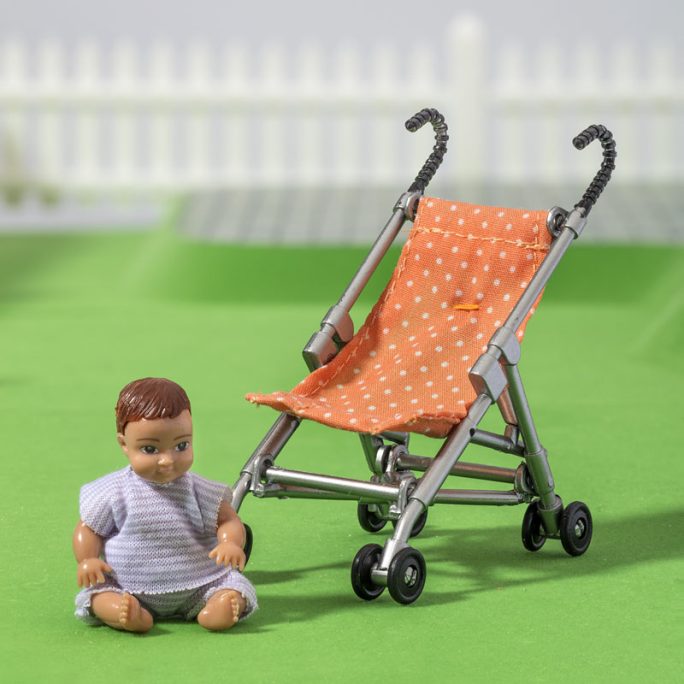 Lundby bebis och paraplysulky.