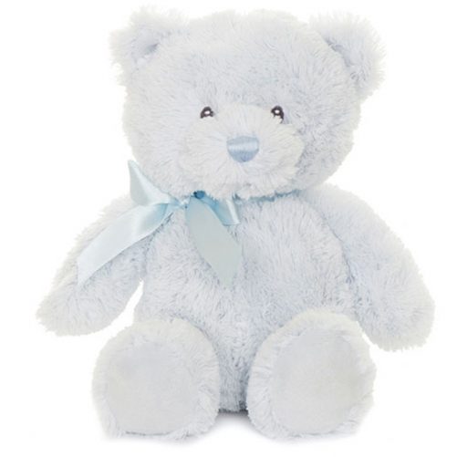 Blå Nallebjörn Pojke från Teddykompaniet med rosett runt halsen. Köp nallebjörn baby på LillaFilur.se