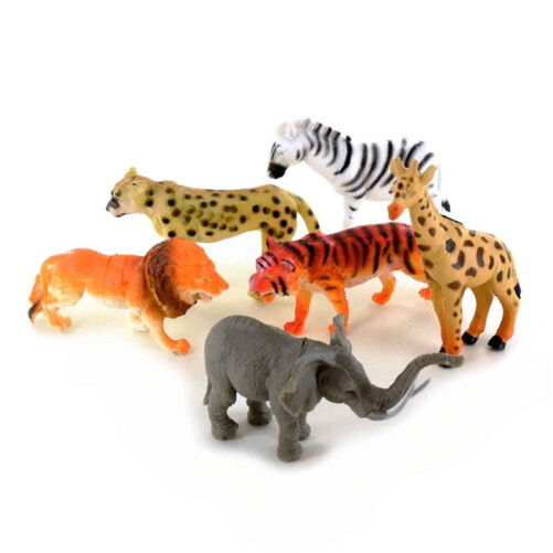 Leksaksdjur i plast, vilda djur 6-pack.