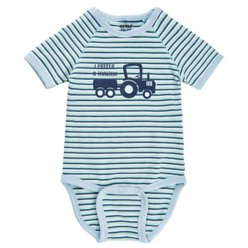 Baby body kortärmad med traktor storlek 68. Body baby med kort ärm. Ekologisk bomull. Beställ babykläder på Lilla Filur.