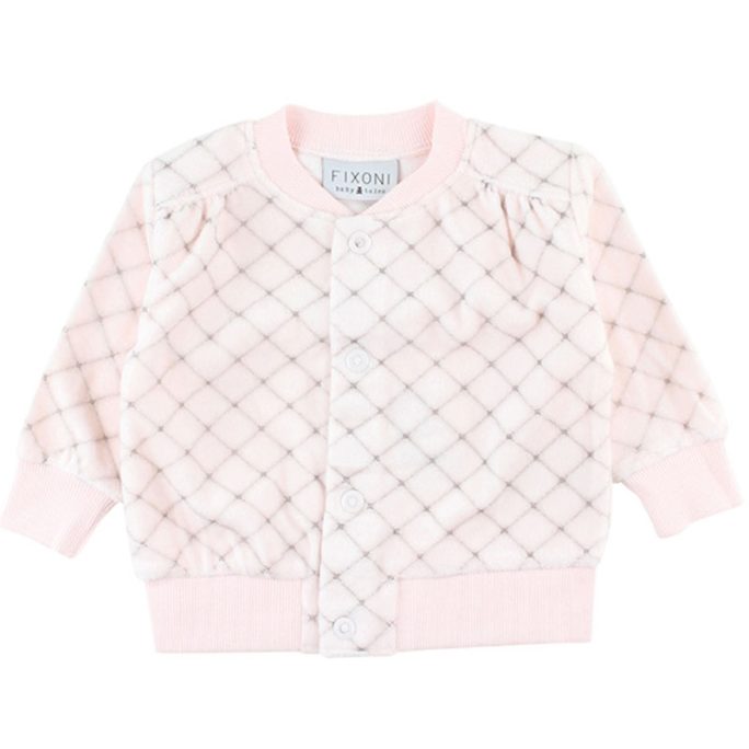 Fixoni rosa velourtröja med tryckknappar för baby. Köp kläder för nyfödd baby på LillaFilur.se