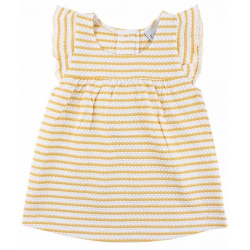Babyklänningar 50 56 62 68 74 80. Söt klänning baby gul och vit randig med volang på axeln. Klänning från Fixoni. Köp babykläder på LillaFilur.se
