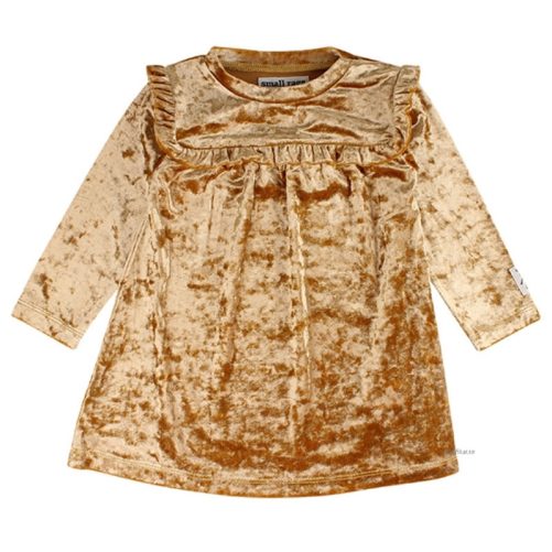 Rea babykläder velour. Söt velourklänning i guld från Small Rags. Köp rea babykläder på LillaFilur.se