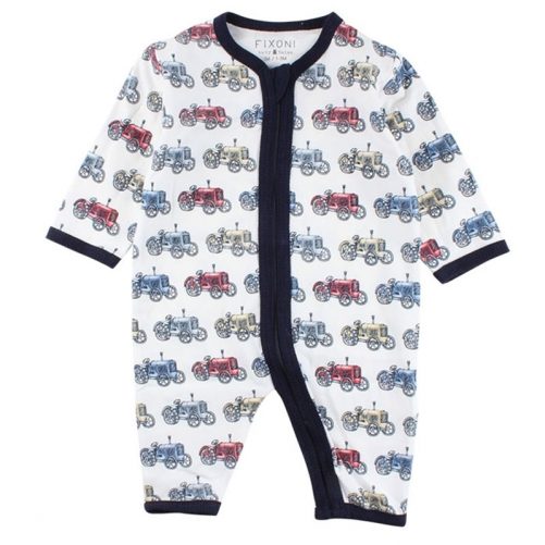 Pyjamas baby och nyfödd med dragkedja. Babypyjamas med fint retro mönster. Beställ babykläder online på LillaFilur.se