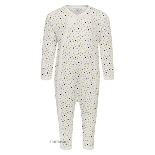 Pyjamas baby storlek 50, 56, 62, 68, 74. Unisex pyjamas / sparkdräkt Prickig. Oeko-tex. Pyjamas nyfödd utan fot. LillaFilur.se