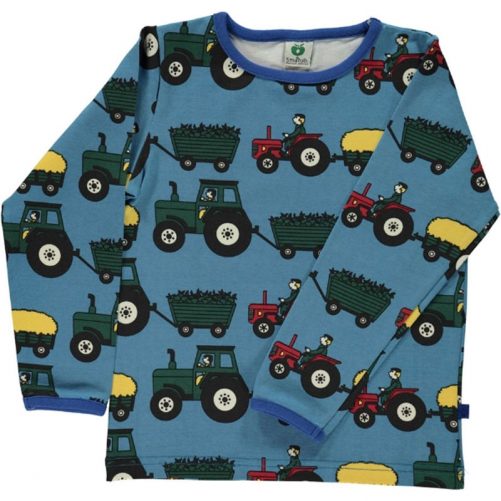 Tröja med traktorer. Fin tröja med traktormotiv. Från Småfolk. Nu REA 50%. Beställ barnkläder rea på LillaFilur.se