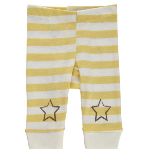 Baby byxor, leggings gul och vitrandiga. Från Pippi babykläder. Storlek 50, 56, 62, 68 och 74. Beställ babykläder unisex och ekologisk bomull hos LillaFilur.se