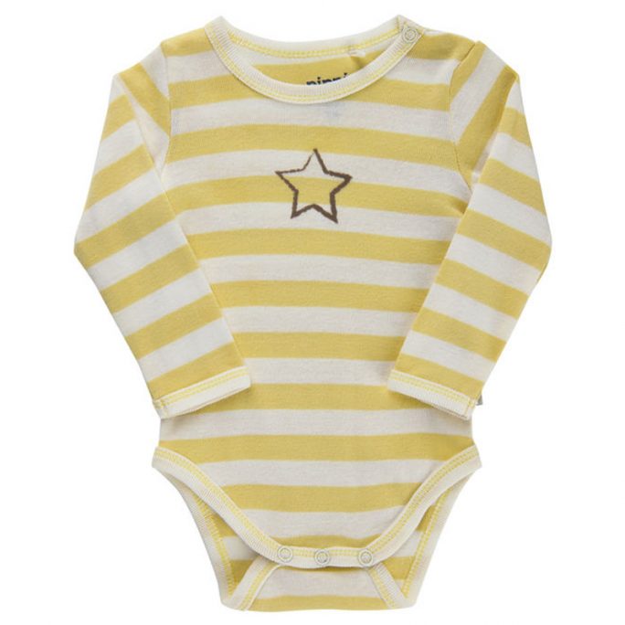 Pippi babykläder gul body randig.