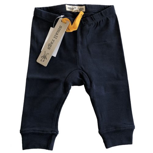 Small Rags byxor baby leggings marinblå med trasdocka.