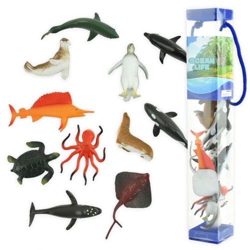 Leksaksdjur havsdjur och fiskar i tub. Kommer i 12-pack.