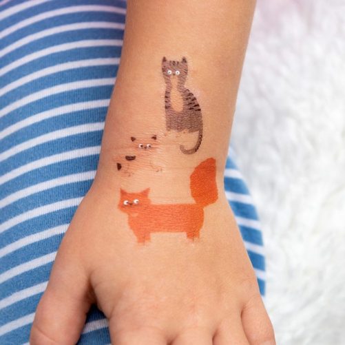 Söta gnuggisar med djur - katter. Beställ tillfälliga tatueringar med djur på LillaFilur.se