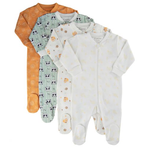 Pyjamas nyfödd med fot och dubbel dragkedja. Baby pyjamas storlek 50, 56, 62, 68, 74. Pyjamas baby vit, rosa eller blå. Köp ekologiska babykläder på LillaFilur.se