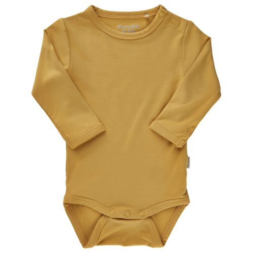 Minymo body baby bambu gul. Baby body storlek 50, 56, 62, 68, 74, 80. Beställ bambukläder barn och baby på LillaFilur.se