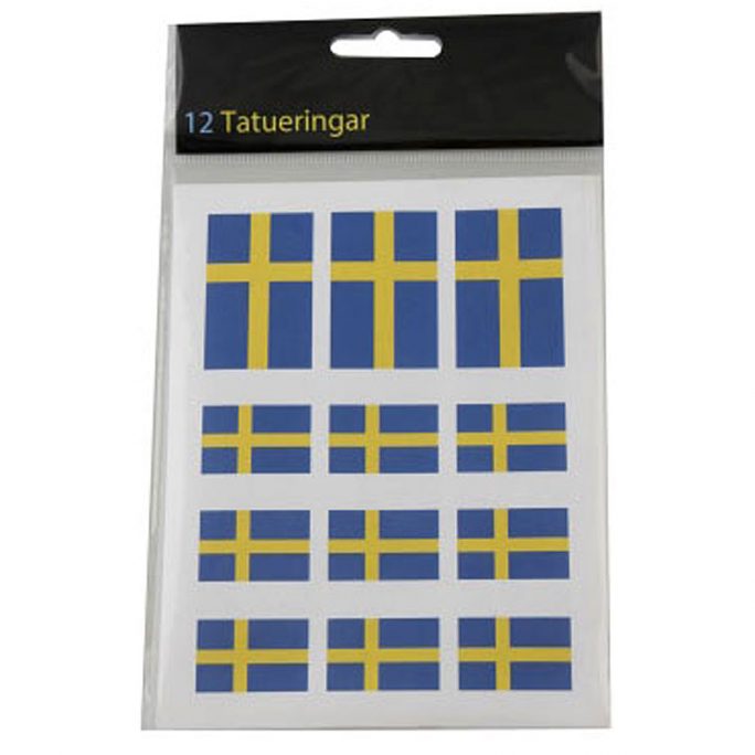Svenska flaggan tatuering. Köp tillfälliga tatueringar och låtsastatueringar på LillaFilur.se