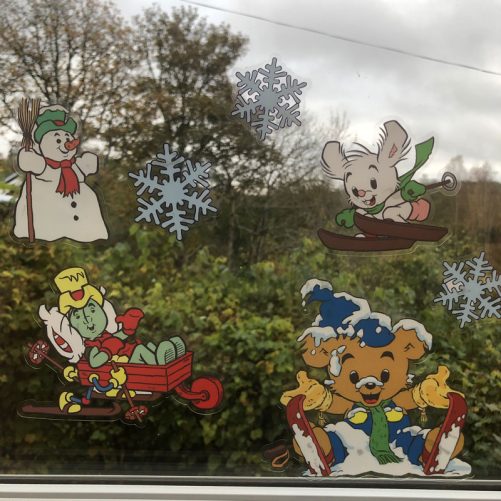 Fönster stickers barn jul bamse.