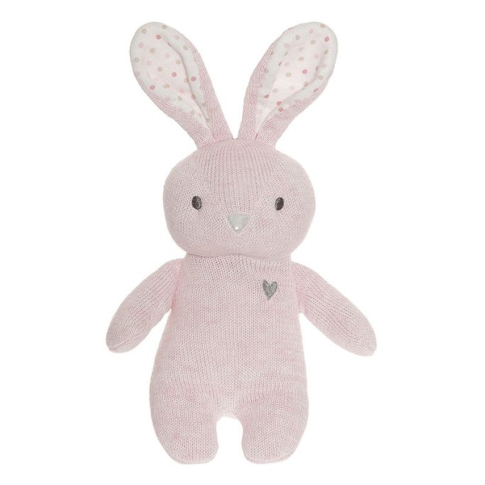 Teddykompaniet mjuk kanin rosa med sydda ögon och nos. Storlek 20 cm.