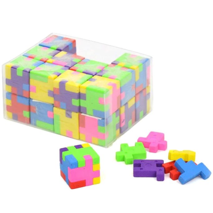Suddgummi kub tetris iq leksak. Köp små billiga leksaker till julkalender, presentkalender, fiskdamm mm på Lilla Filur.