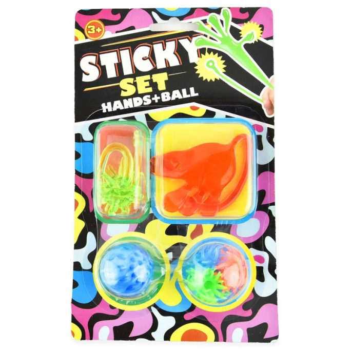 Sticky Set - Klibb Bollar o Hand 6-pack. Kasta på väggen leksak. Köp små billiga leksaker på LillaFilur.se