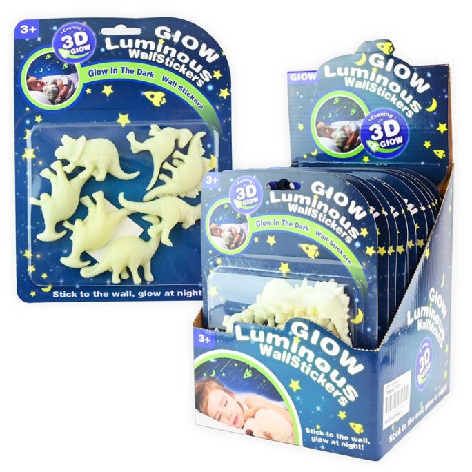 Glow in the dark dino. Självlysande figurer för barn att ha i barnrummet. Paket med 7 stycken lyser i mörkret leksaker dinosaurier.
