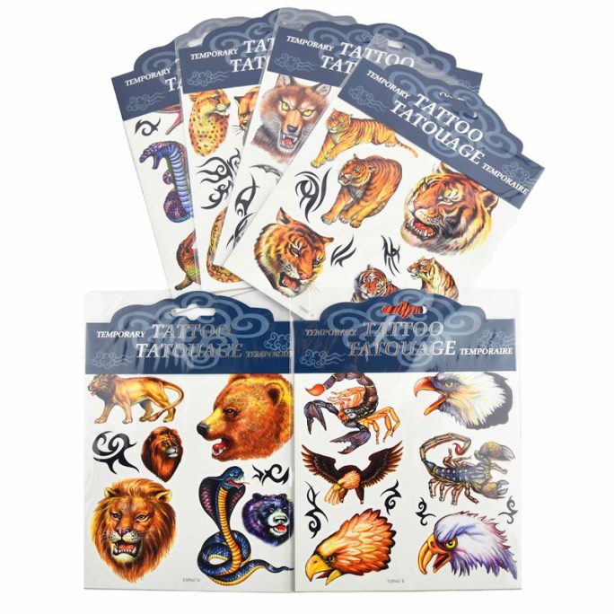 Temporary tattoos, tillfälliga tatueringar för barn med vilda djur. Välj mellan flera olika sorter.
